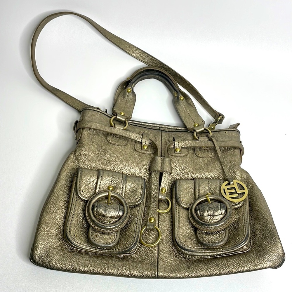 Elliott Lucca Metallic Gold Leather Hobo Bag